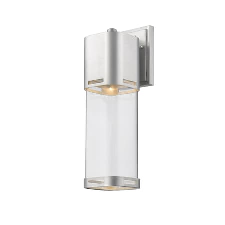 Z-Lite Lestat 1 Light Outdoor Wall Light, Brushed Aluminum & Clear 562B-BA-LED
